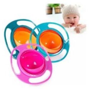 2 PK - Toddler Spill Resistant Gyro Bowl with Lid 360 magic bowl